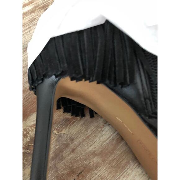 Vince Camuto Amenala Booties High Heeled Ankle Leather Fringe Black NWT Size 6.5 - Picture 3 of 6